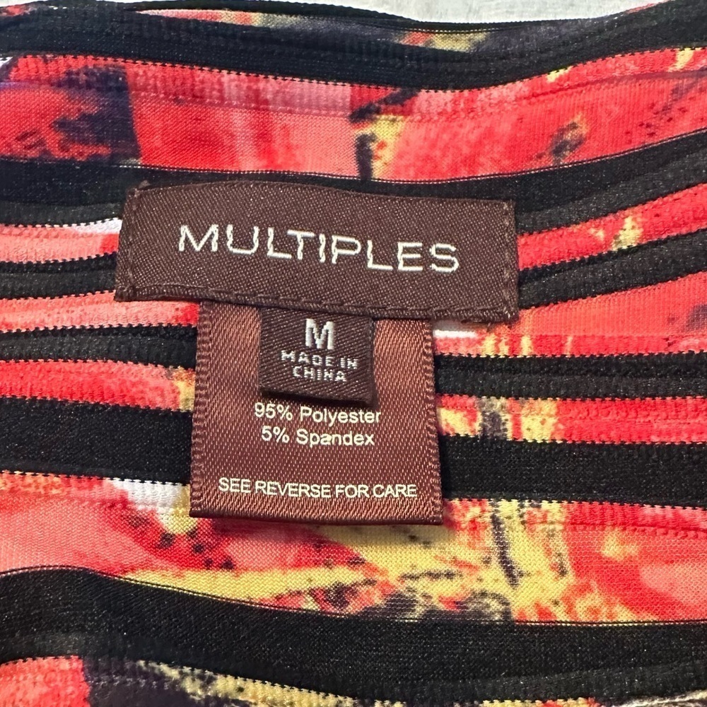 Multiples Asymmetrical Hem Button Stripe Floral J… - image 4